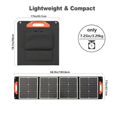 단 결정적 실리콘 100W 200W 태양 전지 패널 PV 셀 모듈 휴대용 접는 태양 전지 패널