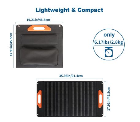 30W*2PCS MSDS 접는 유연 태양 전지 패널 UN38.3 단 결정적 실리콘 태양 전지 패널