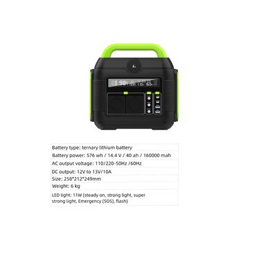 576wh 휴대용 발전소 600W 300W 200W 태양광 백업 발전기