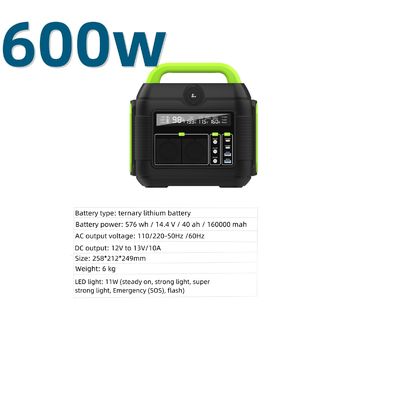 휴대용 600W 태양광 재충전 전력 발전소