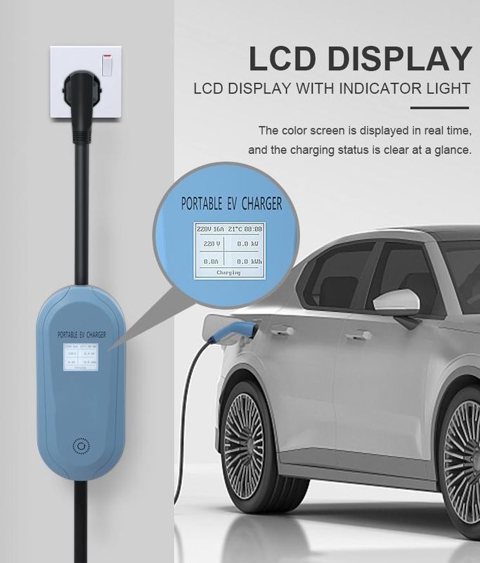조정 가능한 휴대용 전기 차량 충전기 220V 16A 3.5kw LCD 표시등