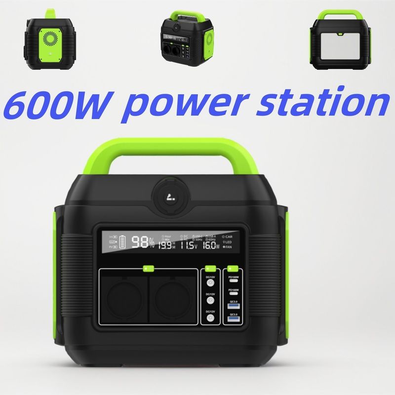 야외 캠핑 및 태양 에너지 저장을위한 재활용 가능한 600W 휴대용 모바일 발전기