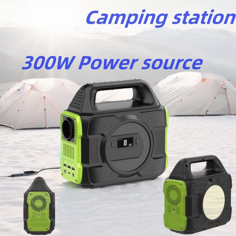 300W 야외 리?? 배터리 팩 재충전 가능한 태양 전지 발전기 AC DC 타입 C 배터리 백업 전력 비상 휴대용 태양 전지 발전소