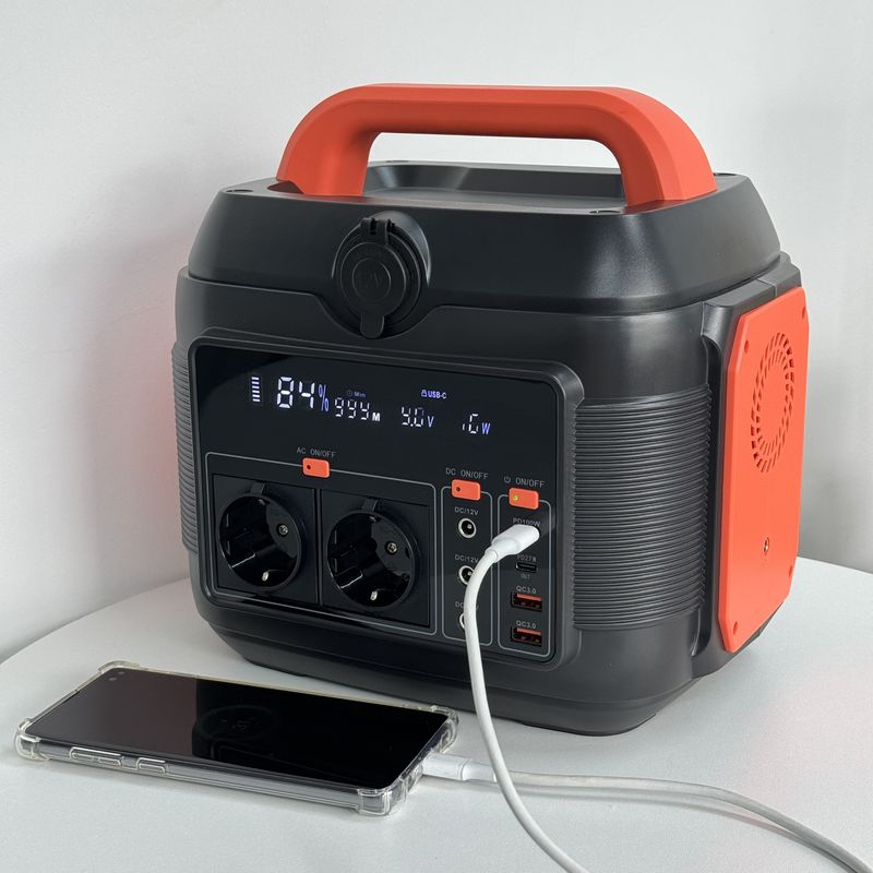 600W 휴대용 모바일 전원 6kg 오렌지 검은색 야외 실내 비상 에너지 저장 전원