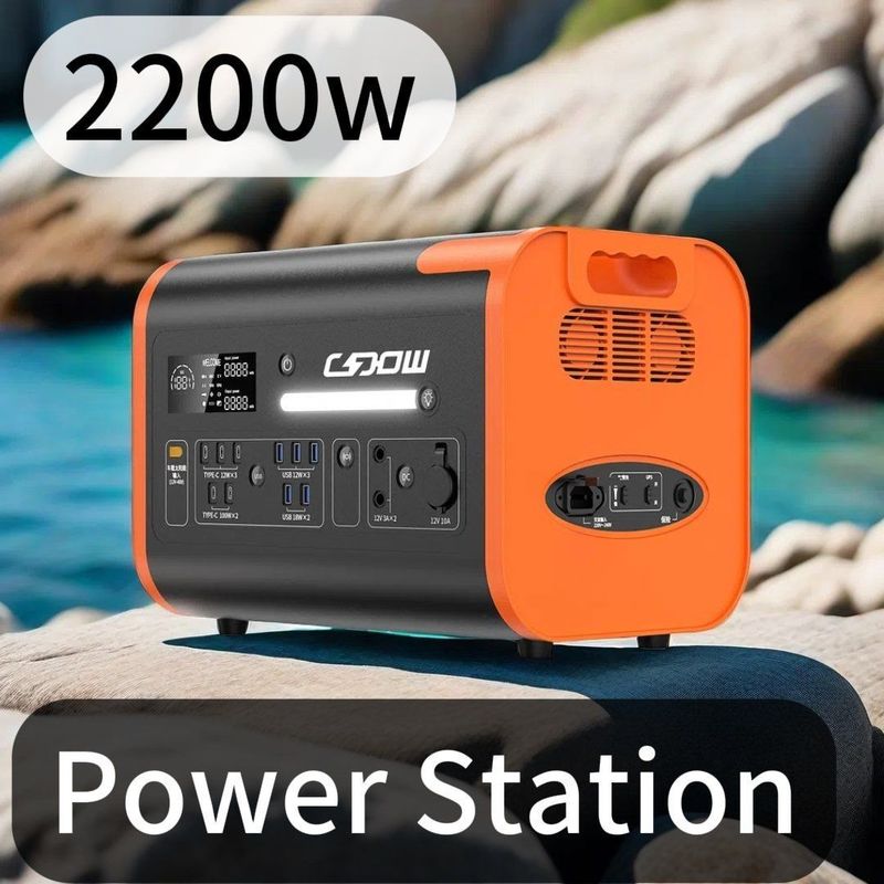 무선 충전 태양 전지 휴대용 전력 2200W 검은 자동차 캠핑용 모바일 대기판