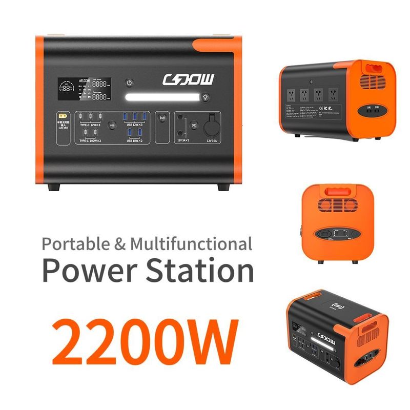 2200W 휴대용 전력 뱅크 C형 3*18W/2*100W 및 2500W 재충전 태양 전지 패널