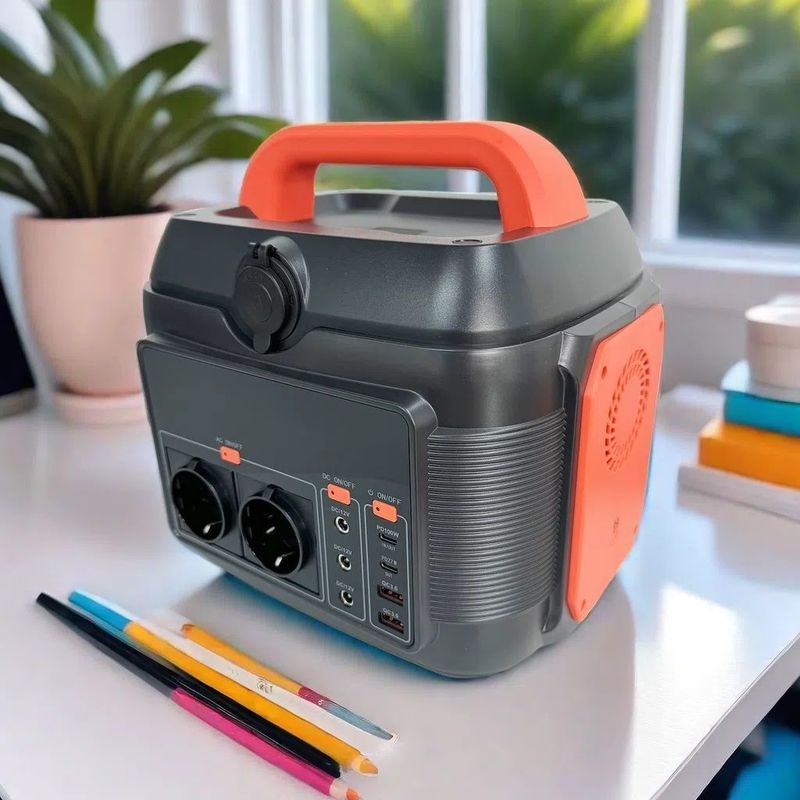 야외 휴대용 발전소 고 용량 오렌지 600W/576wh 40ah 태양 발전기