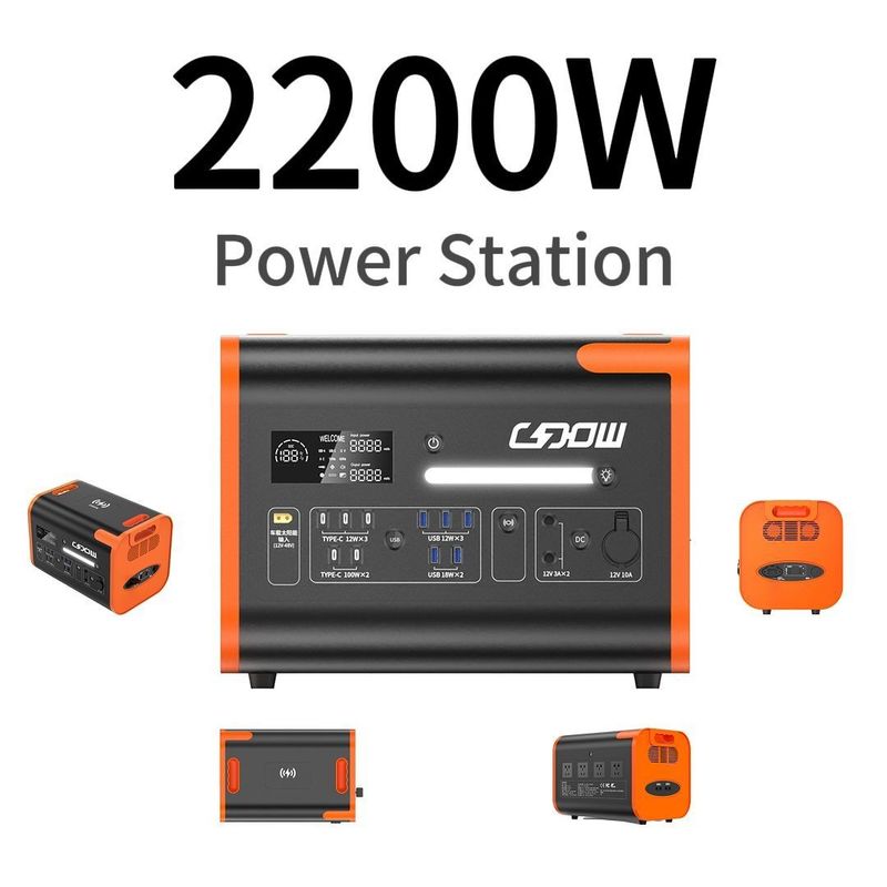 2200W 2000W 2500W 휴대용 배터리 발전소 AC 충전 및 C 타입 USB 출력