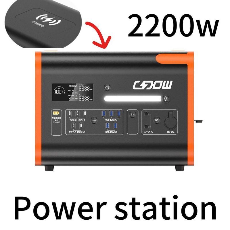 1800W-2400W 검은색 AC/DC 인버터 야외활동용 비상 에너지 발전기
