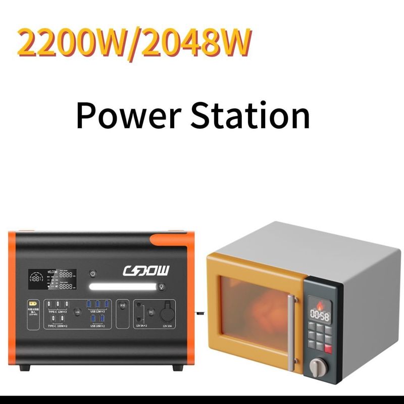 휴대용 전원 1500W/2200W/3000W UPS 모든 AC 출력 소켓 검은색 오렌지색