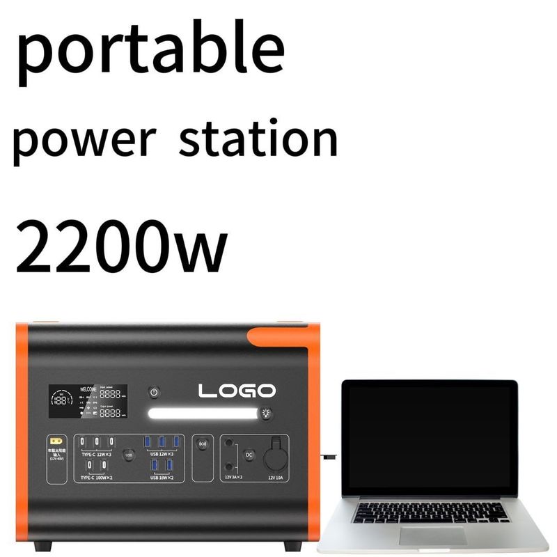 2200W110/220V 흑색 오렌지 조용한 야외 가정 비상 전력 발전소 및 내구성