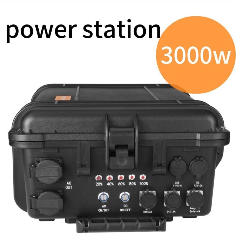 검은색 다기능 3000W 3000wh 휴대용 태양광 발전소