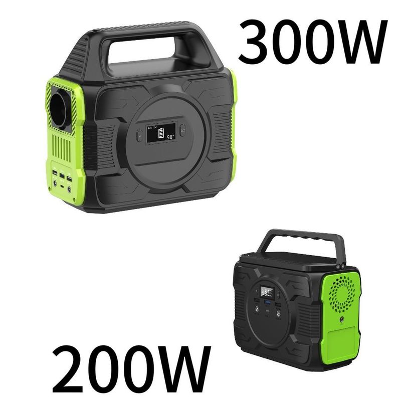300W/200W AC/DC 백업 전력 저장 야외 캠핑 휴대용 전력 발전소 7W LED 조명