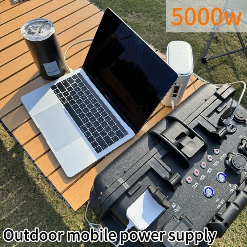 홈 야외 AC LiFePO4 태양 발전기 ODM/OEM의 검은색 5000W 발전소