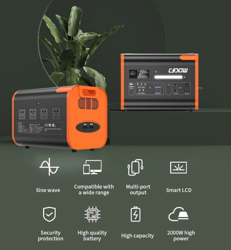 AT22 태양광 발전기 2200W 220V 110V LiFePO4 휴대용 태양광 발전소 오렌지 검은색