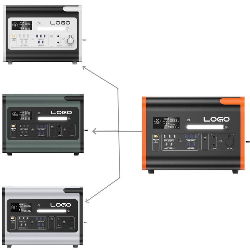 2400W 휴대용 캠핑 태양광 발전소, LiFePO4 및 AC 출력 전압 220V±5%