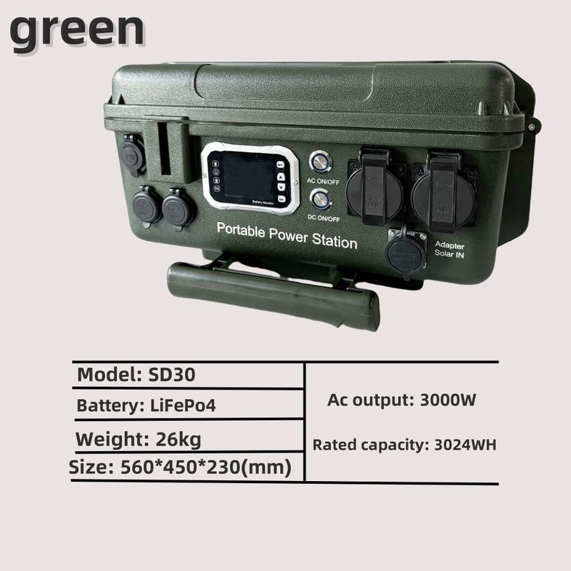 야외 작업 캠핑 비상 110V / 230V / 3000W 전력 발전소 AC / DC / USB 포트